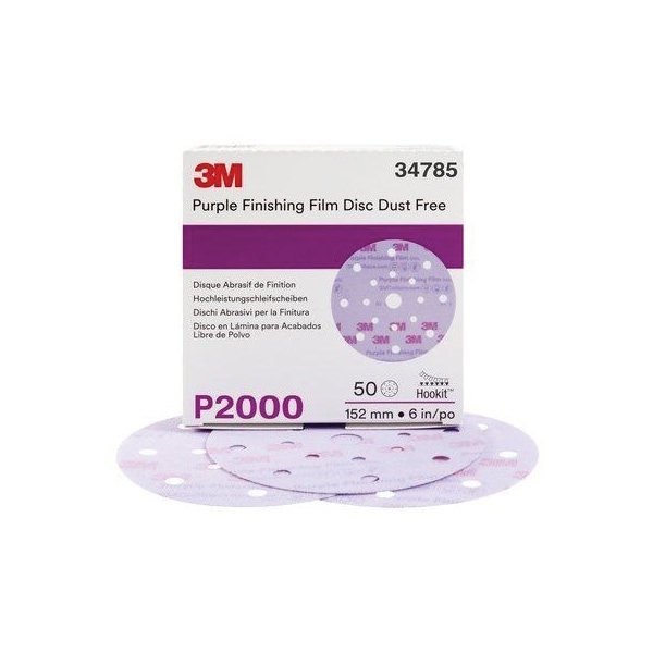 3M TM HookitTM Purple Finishing Film Disc DF 260L, 34785, 6 in 17 Hole, P2000, 50PK 7100123057 - main